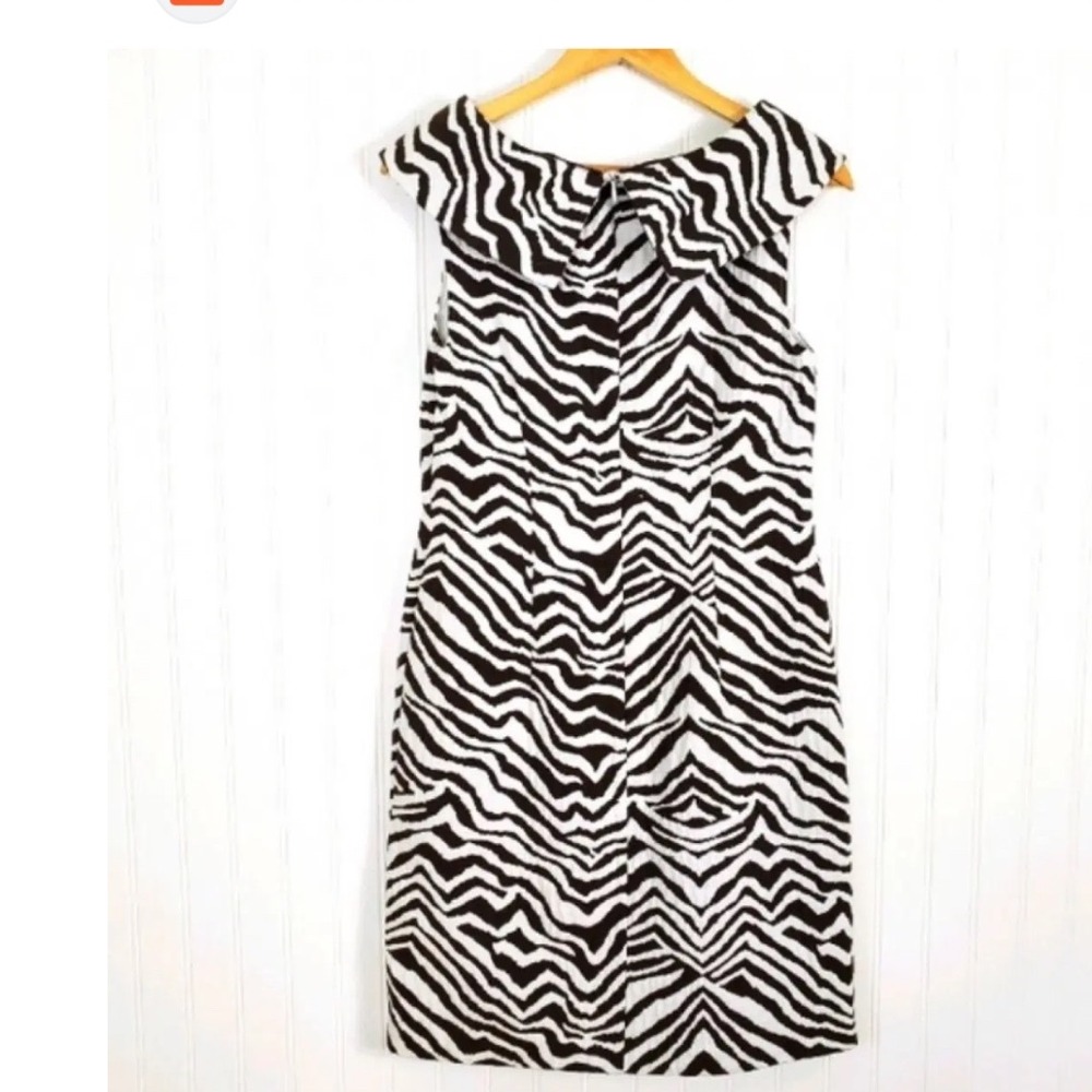 Dana Buchman Ibiza Breeze Zebra Print Sheath Dress Brown White‎ Size 8 NWT
